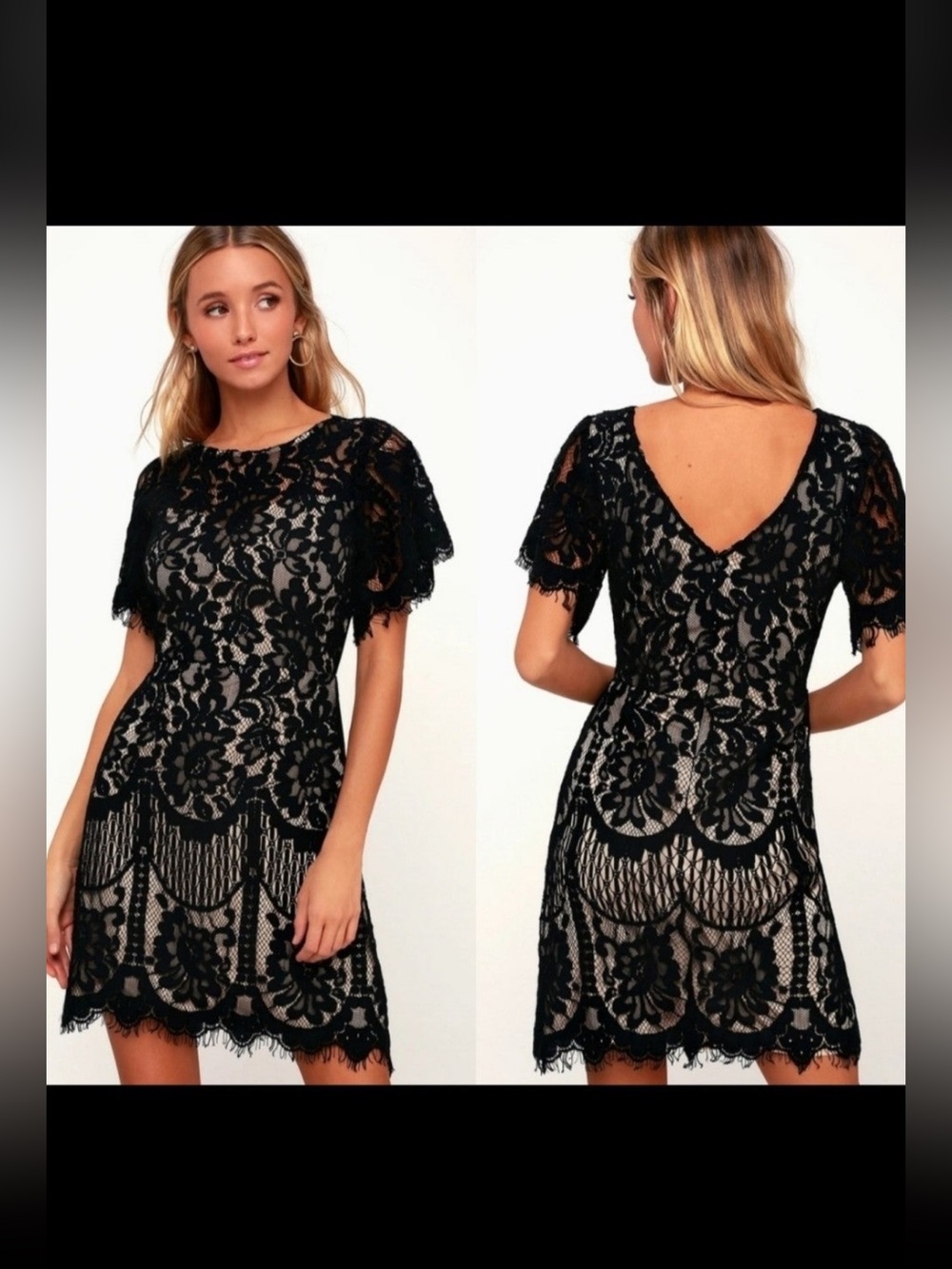 MSLG Women's Black and White Floral Lace Cocktail Party Date Dress New Size M